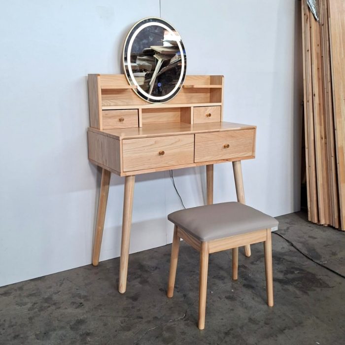 DS520 80cm Solid Ash Wood Dressing Table Set - Image 9