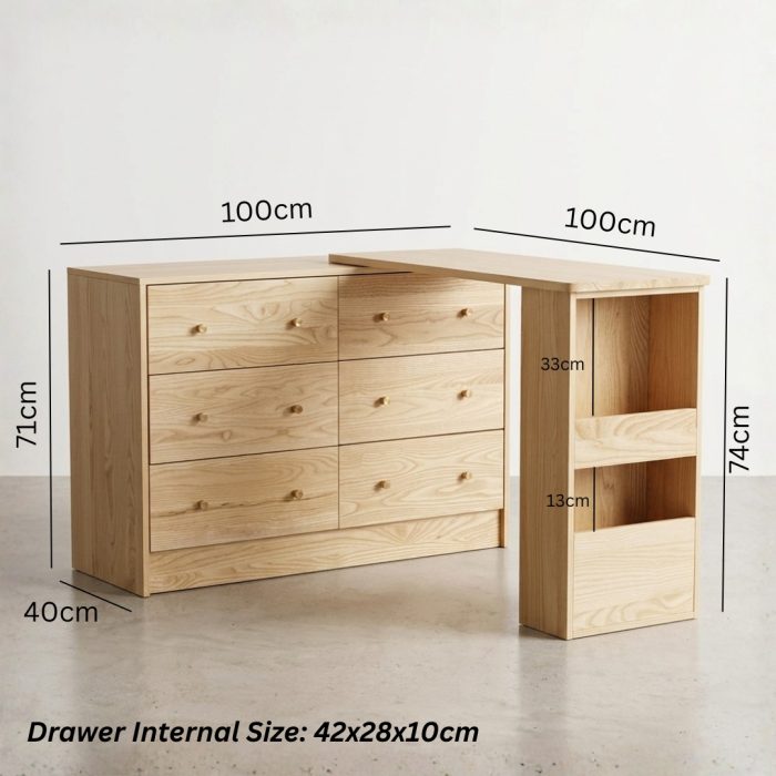 Z56 100cm Extendable Ask Wood Dresser - Image 5
