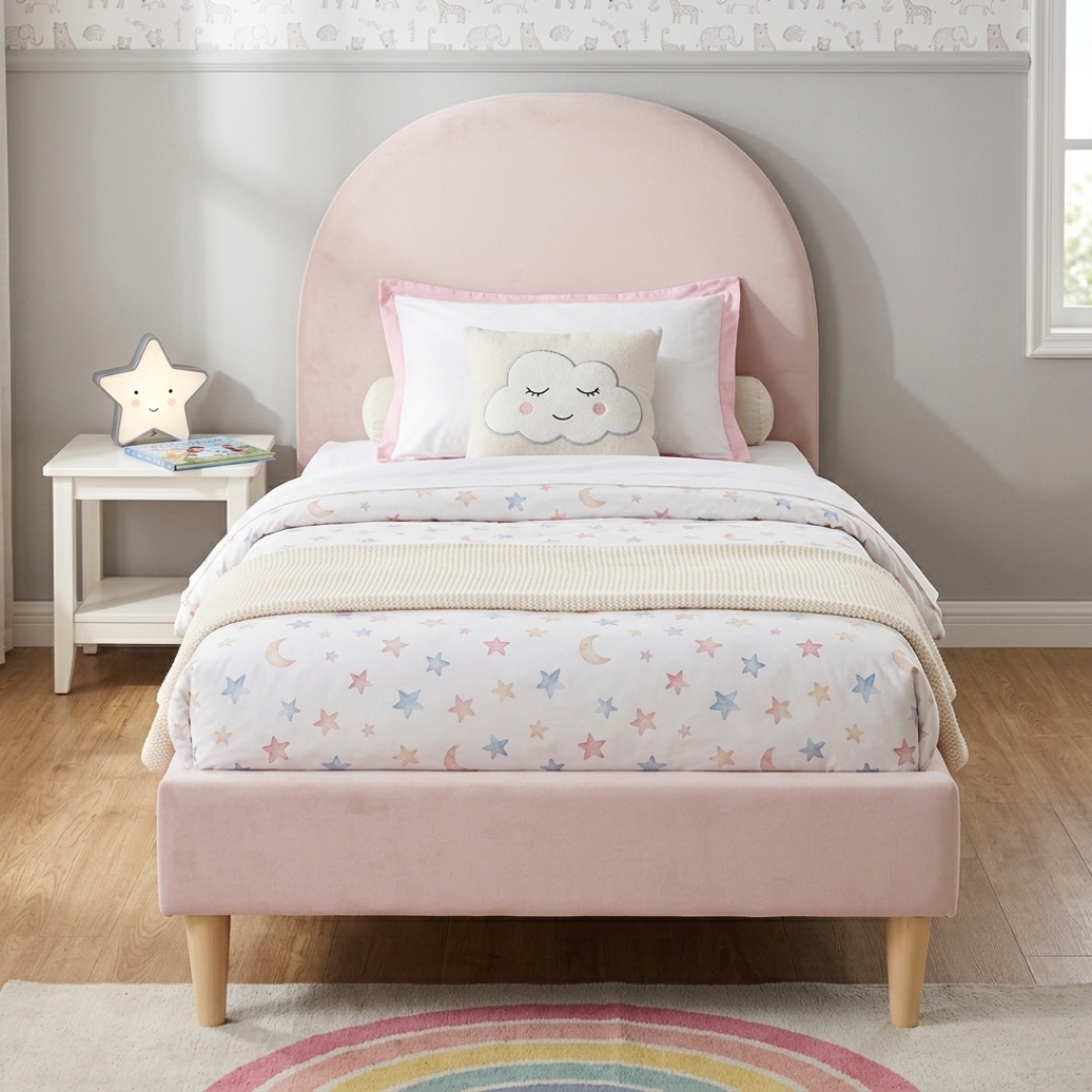 ALISA PINK 26 MAIN HD 217 Single Divan Bed Frame-Pink - Image 1