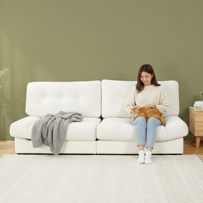 HD-0011 3 Seater Pet Friendly Sofa-Beige - Image 5