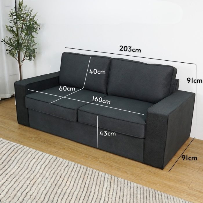 HD 8446 Pet Friendly 3 Seater Sofa-Black - Image 6