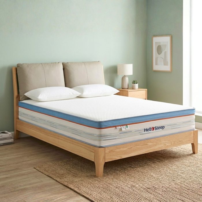 B253 Solid Ash Wood Cushion Headboard Bed-Natural - Image 2