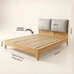 B253 Solid Ash Wood Cushion Headboard Bed-Natural - Image 9
