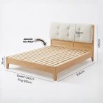 A95 Solid Ash Wood Cushion Headboard Bed-Natural - Image 6
