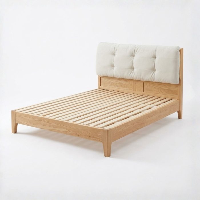A95 Solid Ash Wood Cushion Headboard Bed-Natural - Image 7