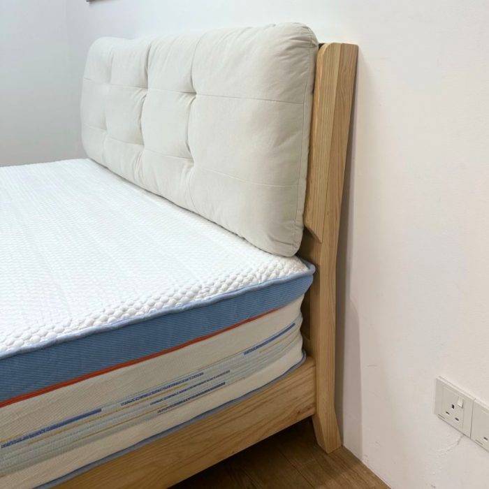 A95 Solid Ash Wood Cushion Headboard Bed-Natural - Image 9
