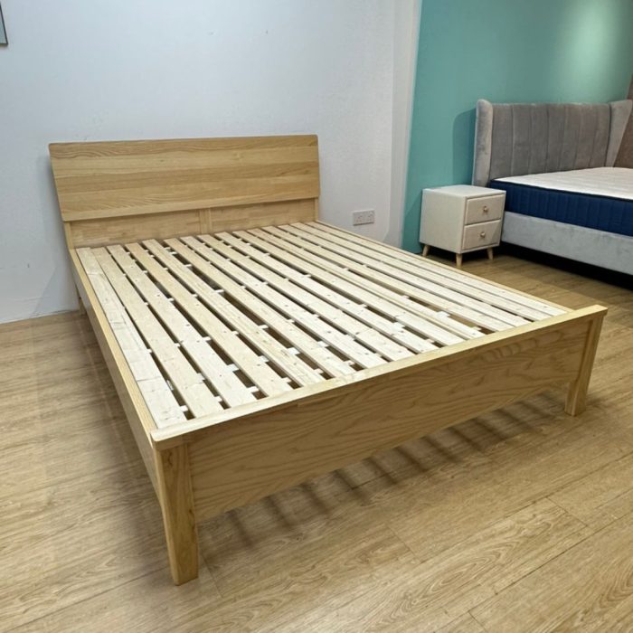 A61 Solid Ash Wood Ambient Light Bed Frame-Natural - Image 4