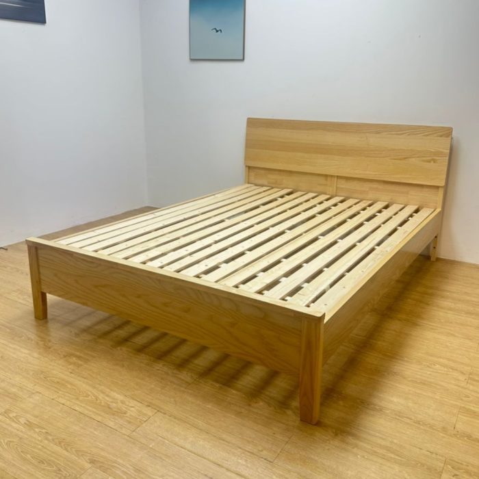 A61 Solid Ash Wood Ambient Light Bed Frame-Natural - Image 5