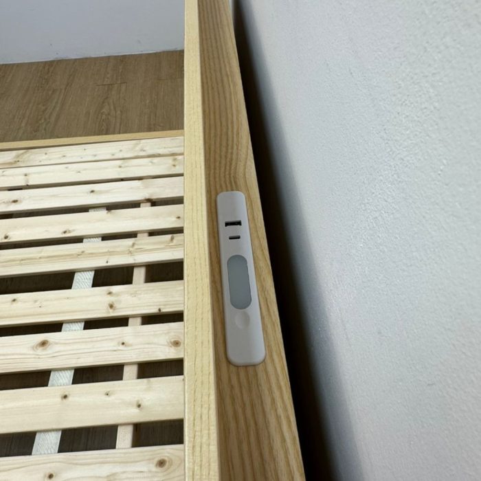 A61 Solid Ash Wood Ambient Light Bed Frame-Natural - Image 9