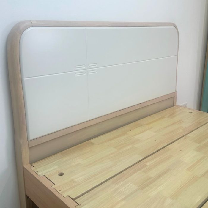 952 Solid Rubberwood Bed Frame-White Wash - Image 8