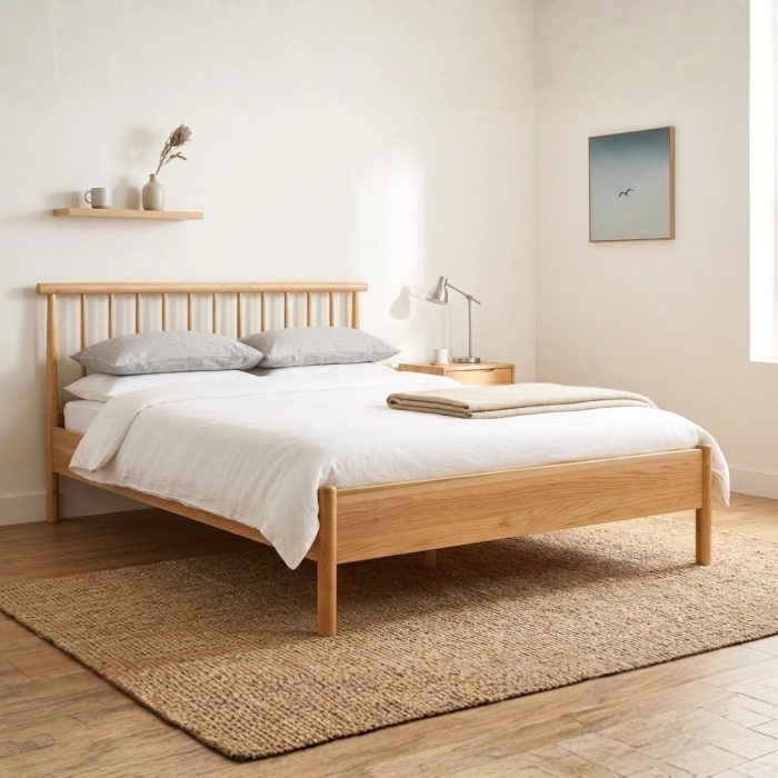 A09 Solid Ash Wood Bed Frame-Natural - Image 2