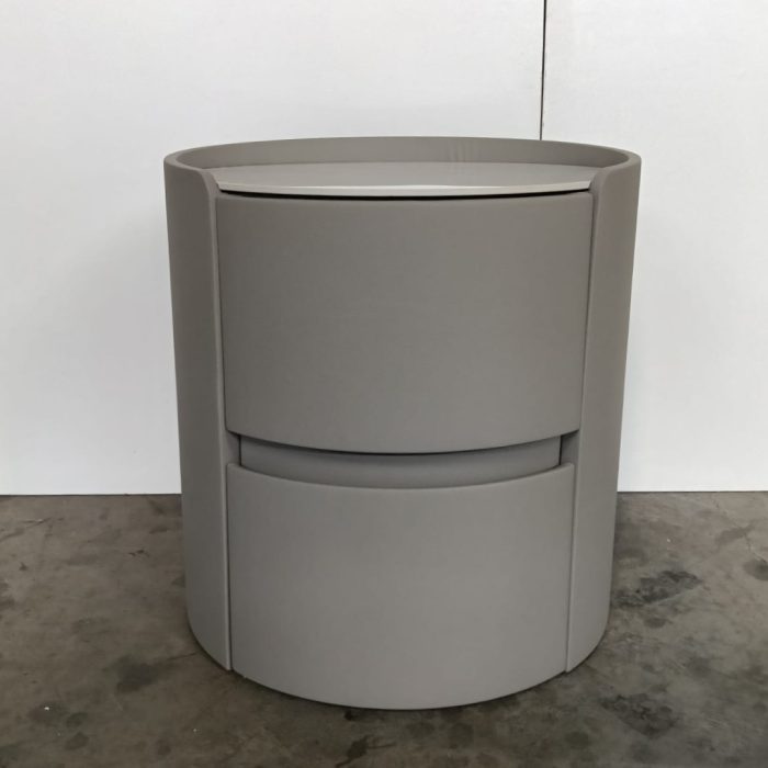 Y01 Round 2 Drawer Bedside Table-Grey - Image 7