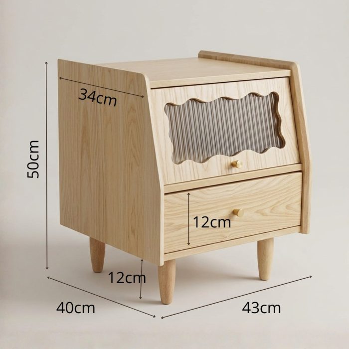 B18 Solid Ash Wood Bedside Table-Natural - Image 4