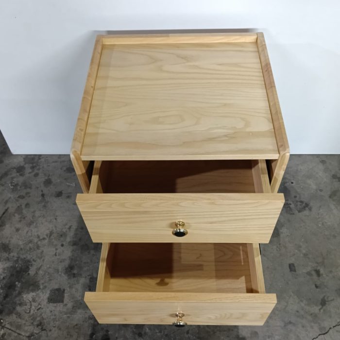 B13 Solid Ash 2 Drawers Bedside Table-Natural - Image 4