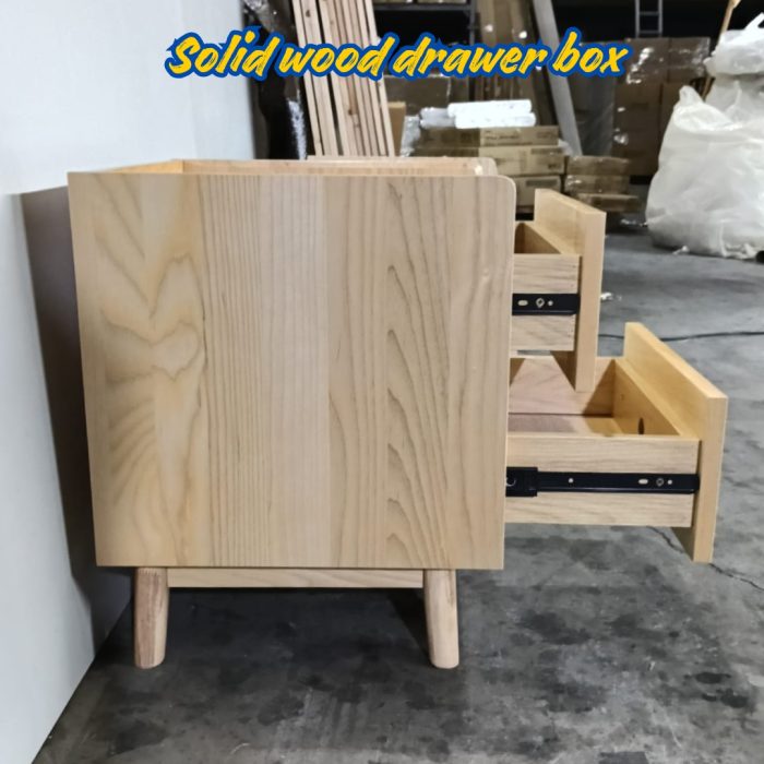 B13 Solid Ash 2 Drawers Bedside Table-Natural - Image 5