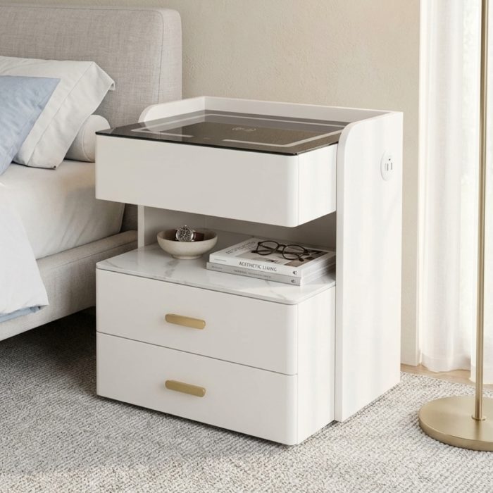 B01 Smart Charging Bedside Table-White - Image 2