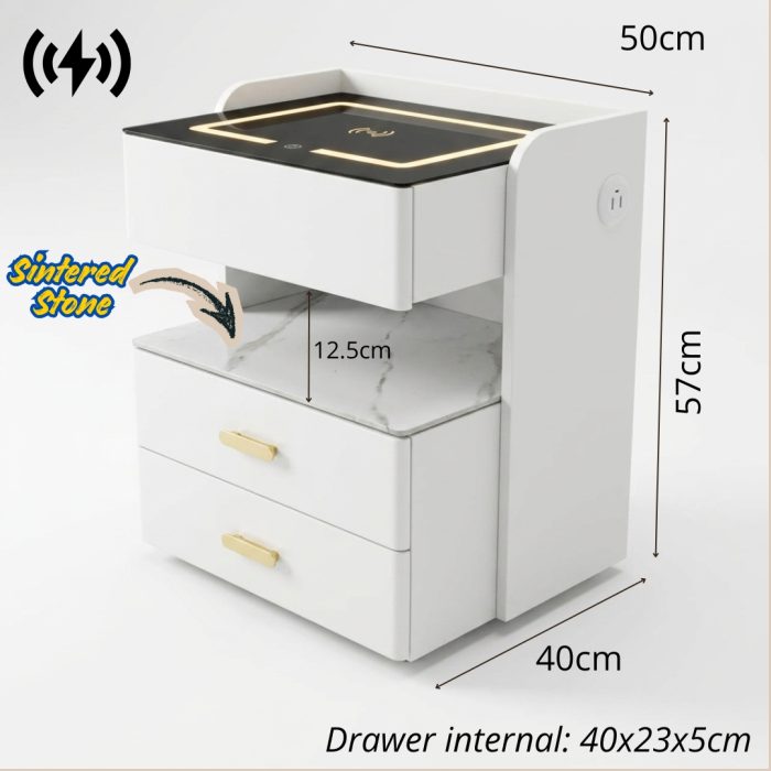 B01 Smart Charging Bedside Table-White - Image 8
