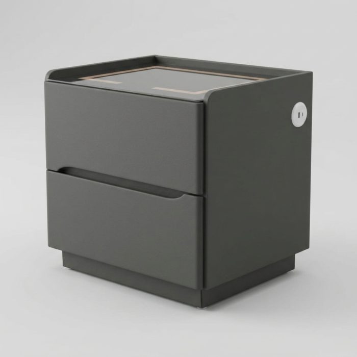 A05 Smart Charging Bedside Table-Grey - Image 2