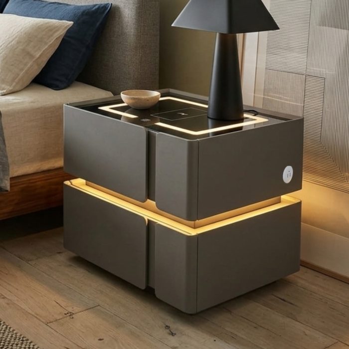 X06 Smart Charging Bedside Table-Grey - Image 2