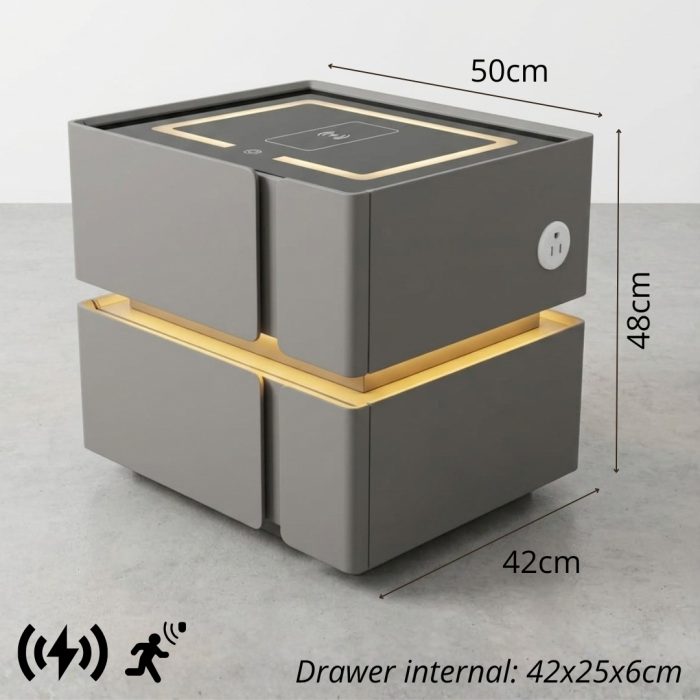 X06 Smart Charging Bedside Table-Grey - Image 7