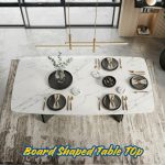 SLC 0515 140-180cm Boat Shaped Crystal Marble Table-White - Image 2