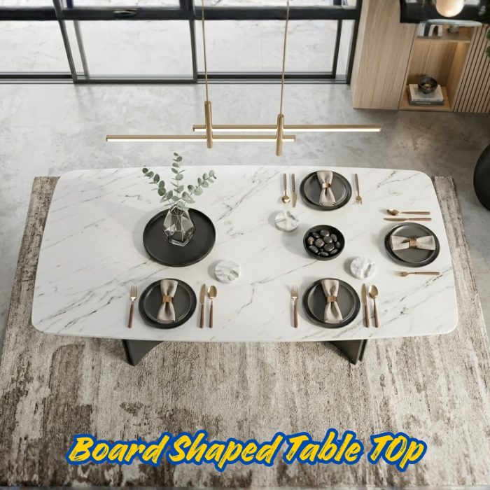 SLC 0515 140-180cm Boat Shaped Crystal Marble Table-White - Image 2