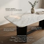 SLC 0515 140-180cm Boat Shaped Crystal Marble Table-White - Image 3