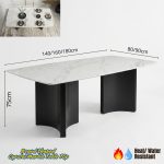 SLC 0515 140-180cm Boat Shaped Crystal Marble Table-White - Image 5
