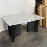 SLC 0515 140-180cm Boat Shaped Crystal Marble Table-White - Image 7