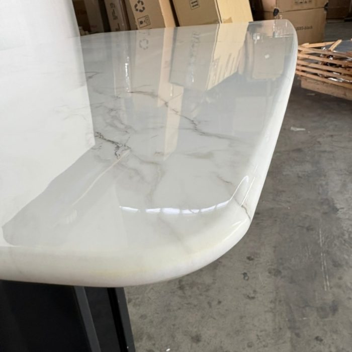 SLC 0515 140-180cm Boat Shaped Crystal Marble Table-White - Image 9