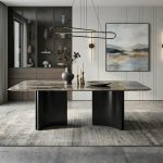 SLC 0515 140-180cm Boat Shaped Crystal Marble Table-Brown - Image 2