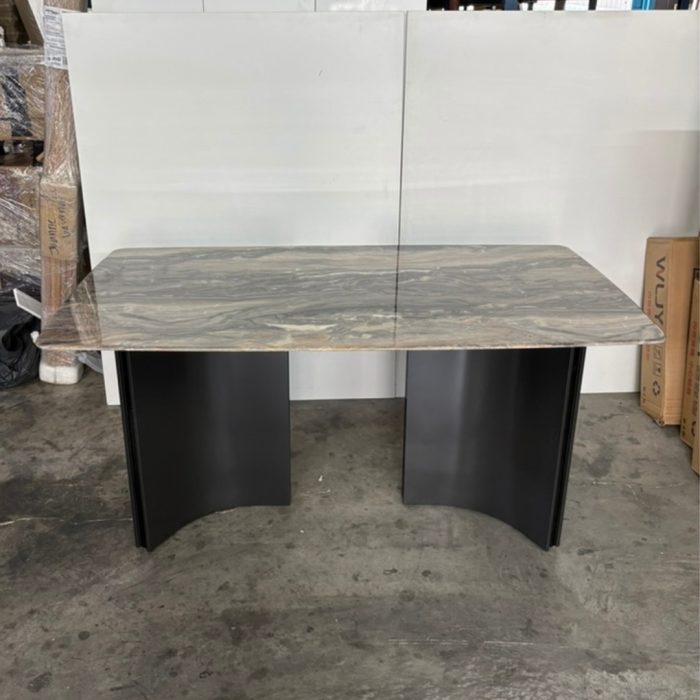 SLC 0515 140-180cm Boat Shaped Crystal Marble Table-Brown - Image 5