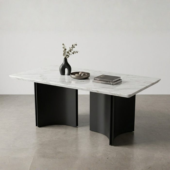 SLC 0695 140-160cm Thicker Top Crystal Marble Table-White - Image 4