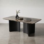 SLC 0695 140-160cm Thicker Top Crystal Marble Table-Brown - Image 3
