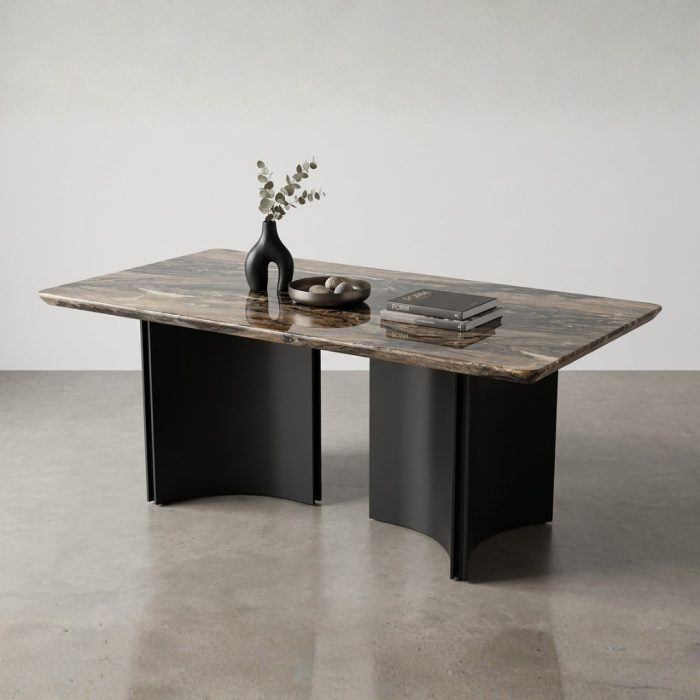 SLC 0695 140-160cm Thicker Top Crystal Marble Table-Brown - Image 3
