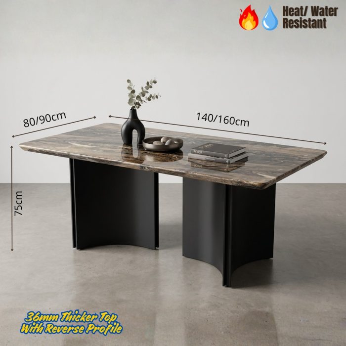 SLC 0695 140-160cm Thicker Top Crystal Marble Table-Brown - Image 4