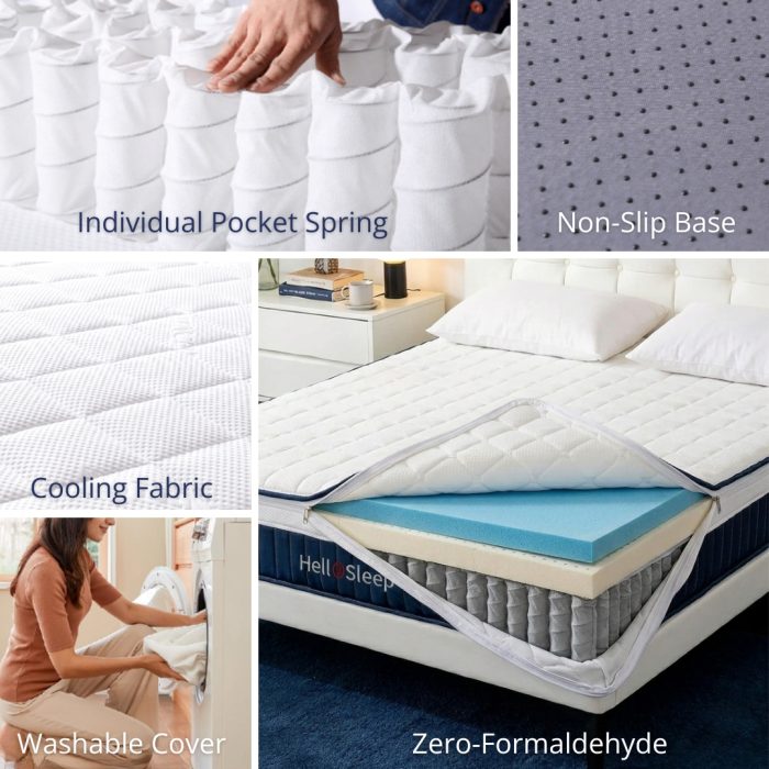 HelloSleep 10 Inch Fully Removable Pocket Spring Mattress - Image 7