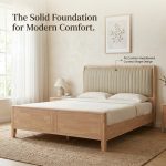 2908 Solid Rubberwood Bed Frame-White Wash - Image 2