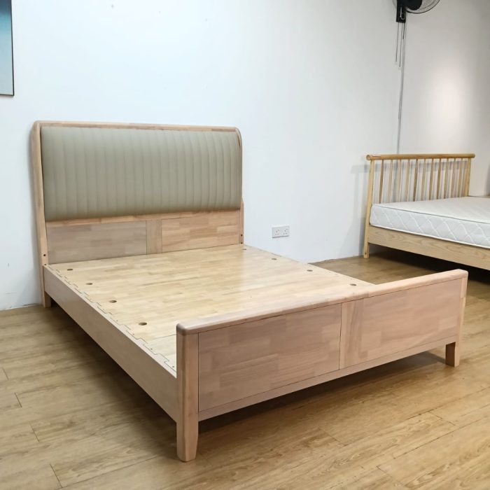 2908 Solid Rubberwood Bed Frame-White Wash - Image 5