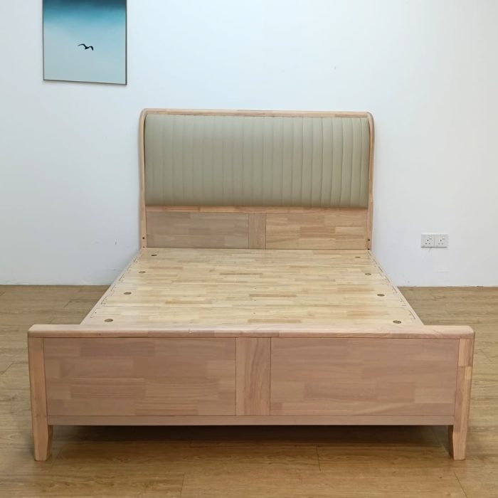 2908 Solid Rubberwood Bed Frame-White Wash - Image 7