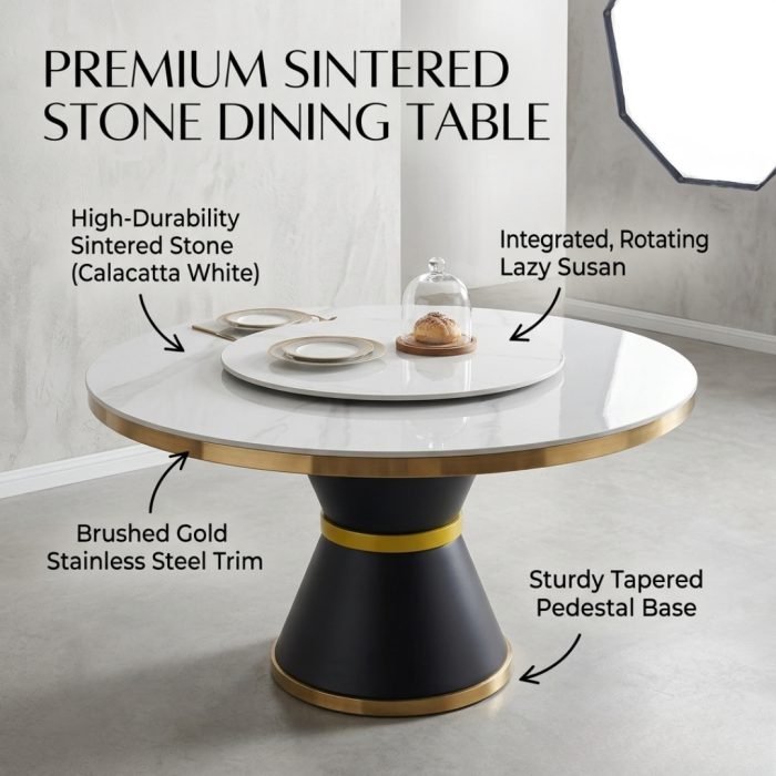 SLC 0435 D135cm Sintered Stone Round Table - Image 4