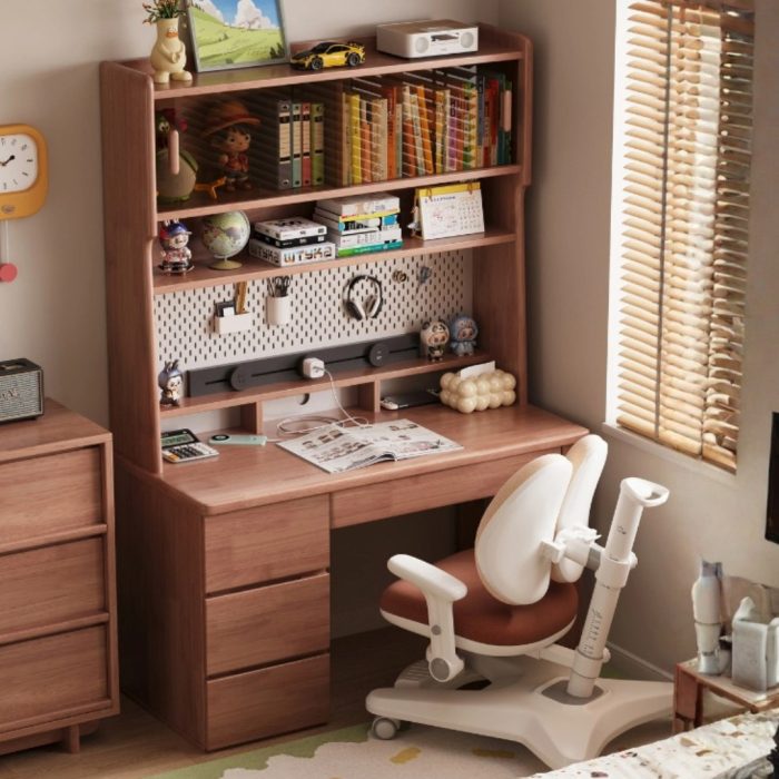 A015 120cm Full Solid Study Desk-Walnut - Image 8