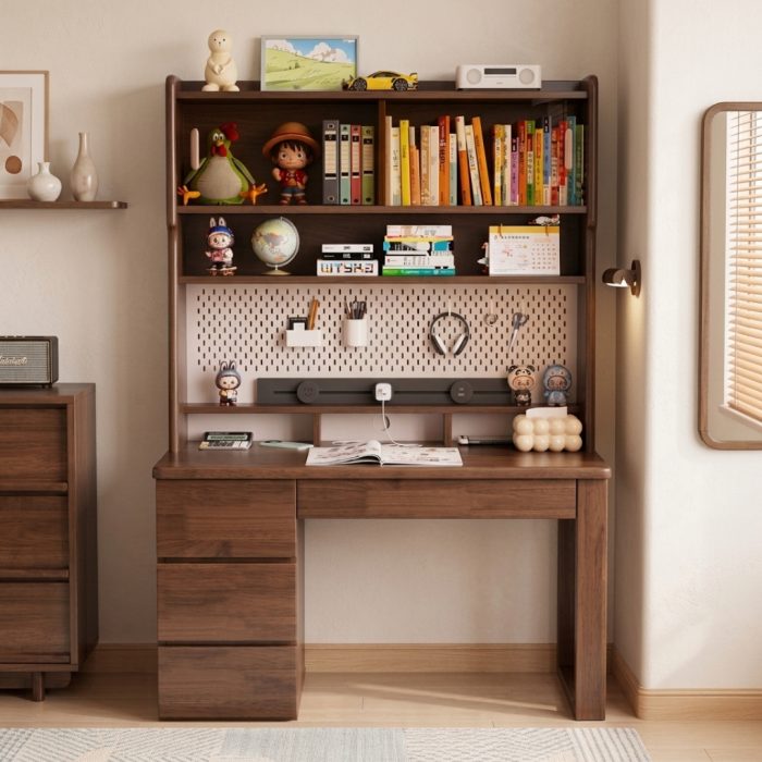 A015 120cm Full Solid Study Desk-Walnut - Image 5
