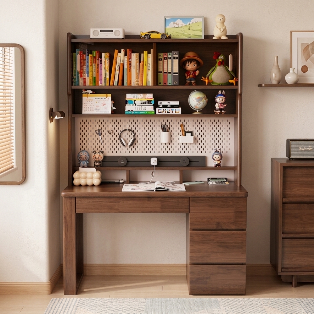 A015 TOBI-6 A015 120cm Full Solid Study Desk-Walnut - Image 1