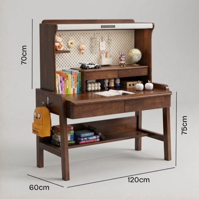 A016 120cm Full Solid Smart Study Desk-Walnut - Image 4