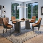 KOFOD Thicker Top 4 Seater Crystal Marble Table-Brown
