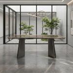 KOFOD Thicker Top 4 Seater Crystal Marble Table-Brown - Image 3
