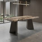 KOFOD Thicker Top 4 Seater Crystal Marble Table-Brown - Image 4