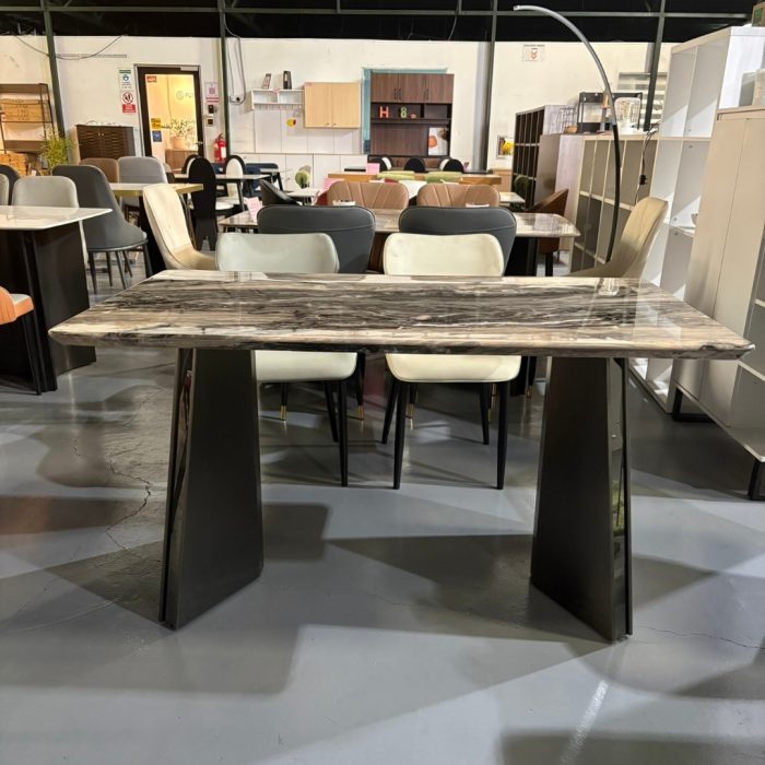 KOFOD Thicker Top 4 Seater Crystal Marble Table-Brown - Image 6