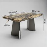 KOFOD Thicker Top 4 Seater Crystal Marble Table-Brown - Image 7